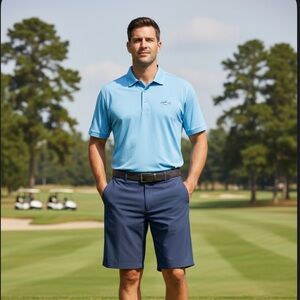 Greg Norman Performance Stretch Golf Shorts Navy Blue NWT Size 42 Flat Front